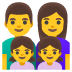 👨‍👩‍👧‍👧 family: man, woman, girl, girl display on Google